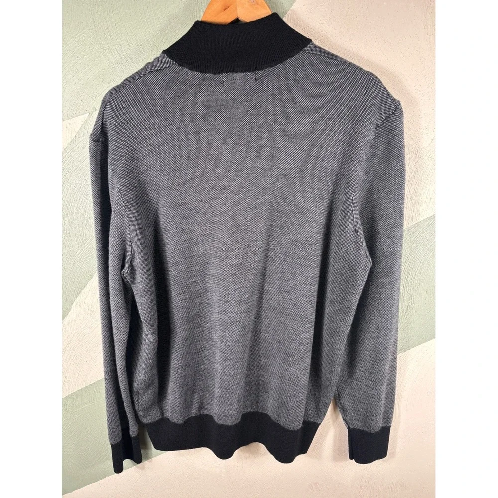 Brooks Brothers Men's Size XL Quarter Zip Grey Merino Wool Smithfield Sweater‎